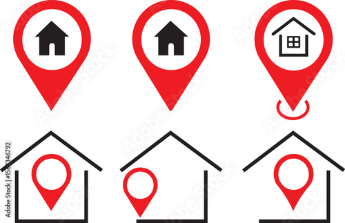 Set of Home location icon set .Map pointer sign.Web home flat icon and websites vactor,
