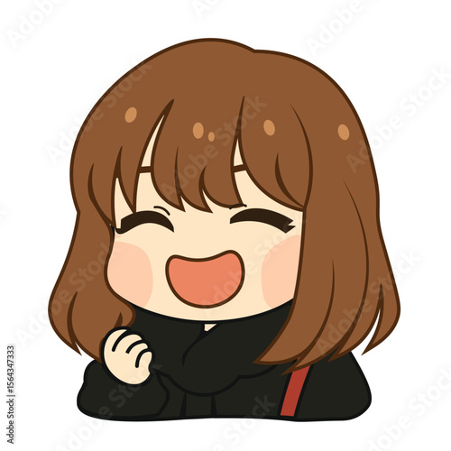 Cute Cartoon Character Laughing Happily