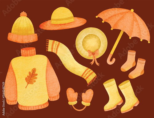 Orange and Yellow Watercolor art of Autumn Season