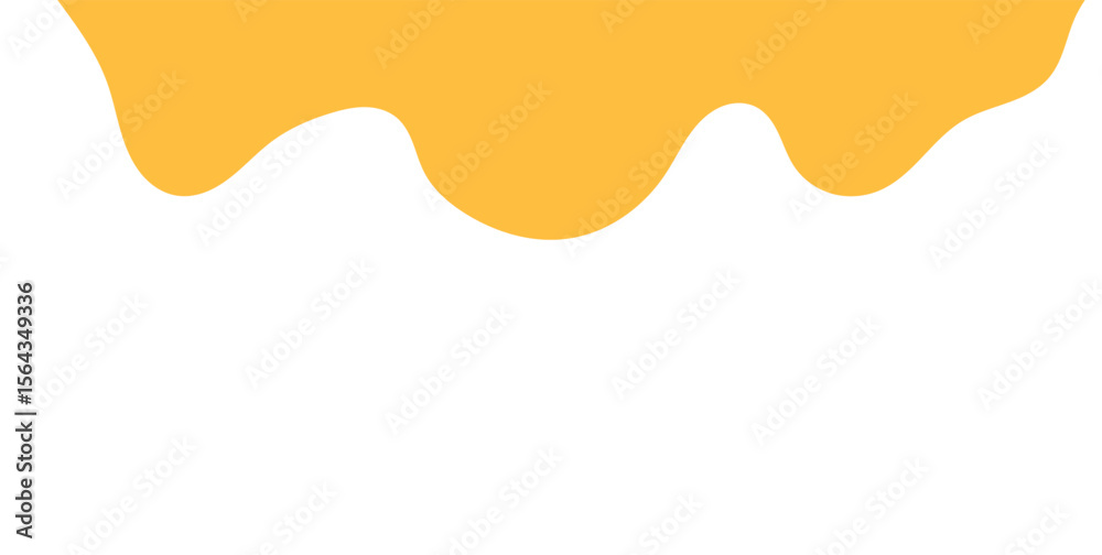 flowing melted caramel on white background. honey illustration. colorful wavy liquid corner. melting slime design element. abstract honey dripping pattern. dripping yellow paint.