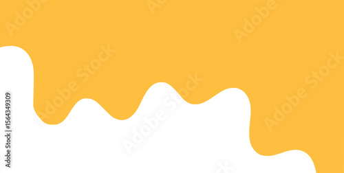 flowing melted caramel on white background. honey illustration. colorful wavy liquid corner. melting slime design element. abstract honey dripping pattern. dripping yellow paint.