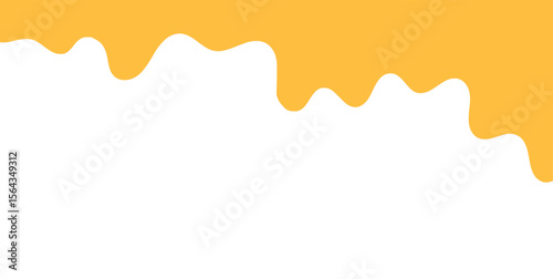 flowing melted caramel on white background. honey illustration. colorful wavy liquid corner. melting slime design element. abstract honey dripping pattern. dripping yellow paint.