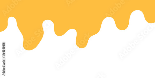 flowing melted caramel on white background. honey illustration. colorful wavy liquid corner. melting slime design element. abstract honey dripping pattern. dripping yellow paint.