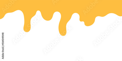 flowing melted caramel on white background. honey illustration. colorful wavy liquid corner. melting slime design element. abstract honey dripping pattern. dripping yellow paint.