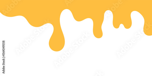 flowing melted caramel on white background. honey illustration. colorful wavy liquid corner. melting slime design element. abstract honey dripping pattern. dripping yellow paint.
