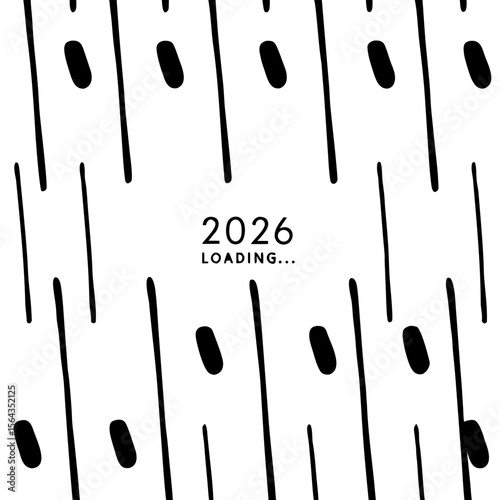 A minimalist pattern announces the year 2026 is loading