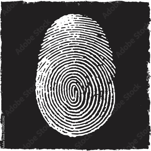 Fingerprint ID white silhouettes stock illustration