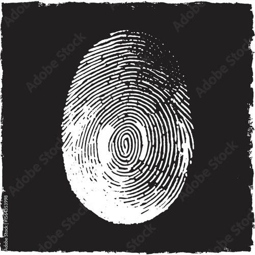 Fingerprint ID white silhouettes stock illustration