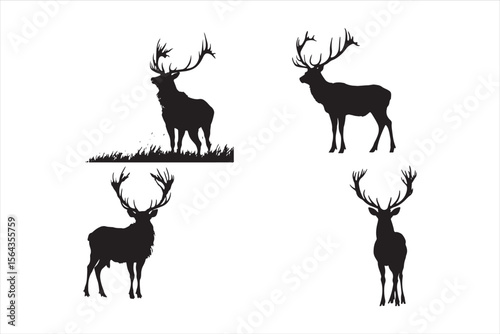 silhouette of deer, deer, animal, vector, silhouette, mammal, nature, illustration, reindeer, antler, wild, wildlife, stag, antelope, christmas, cartoon, horn, elk, goat, horns, antlers, cute, hunting