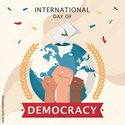 International Day of Democracy Poster. Freedom to express opinions
