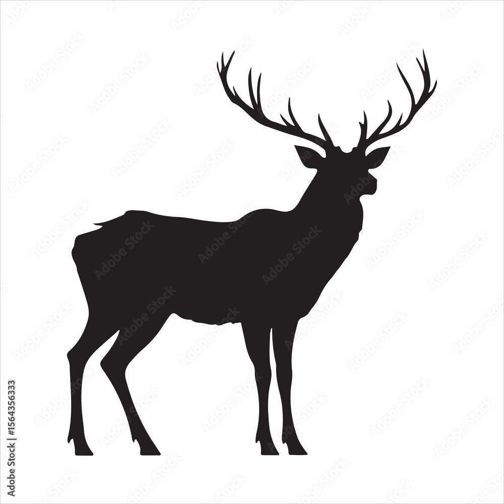 Obraz premium silhouette of deer, deer, animal, vector, silhouette, mammal, nature, illustration, reindeer, antler, wild, wildlife, stag, antelope, christmas, cartoon, horn, elk, goat, horns, antlers, cute, hunting