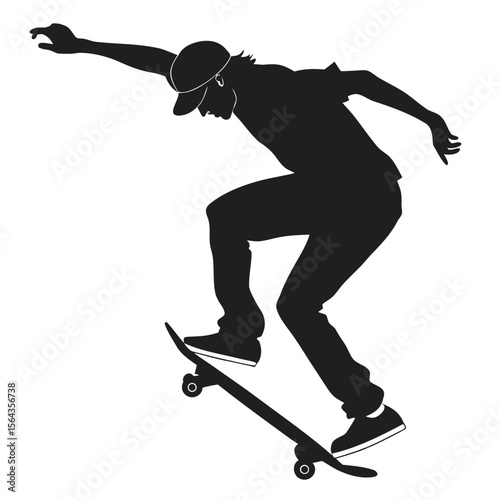 Dynamic Skateboard Silhouette: Action Sports Graphic