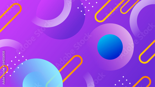 Abstract purple design with blue and orange shapes. Ideal for backgrounds, web design, posters, and marketing materials with a vibrant color palette.