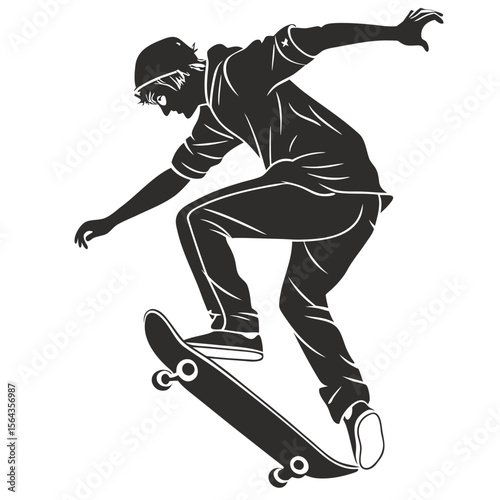 Skateboarding Silhouette: Dynamic Action Pose Graphic