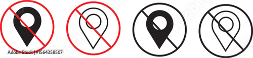 disable location icon set .Map pointer symbol.location icon Symbol line vector, Wheelchair map marker design,
