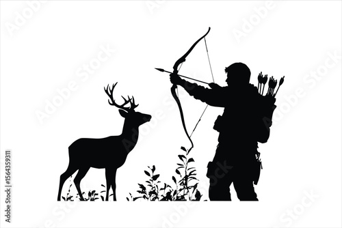 silhouette of a person shooting archery, customizable vector image