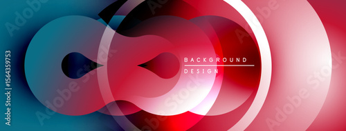 Abstract colorful design. Overlapping circles create dynamic visual effect. Gradient shades blend smoothly, modern aesthetic.