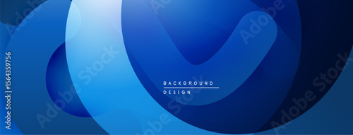 Abstract blue layers create modern backdrop. Smooth shapes overlap, offering depth, visual interest. Minimalist design.