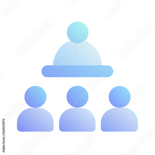 Vector art of a team meeting icon with a presenter and three attendees, isolated on transparent background
