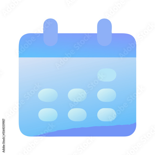 Vector art of a light blue calendar icon with marked days, isolated on transparent background