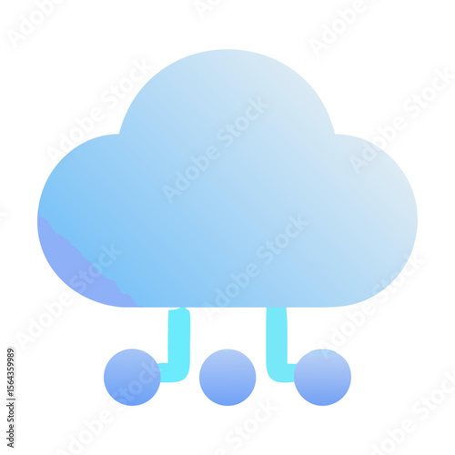 Vector art of a blue gradient cloud icon with connected nodes, isolated on transparent background