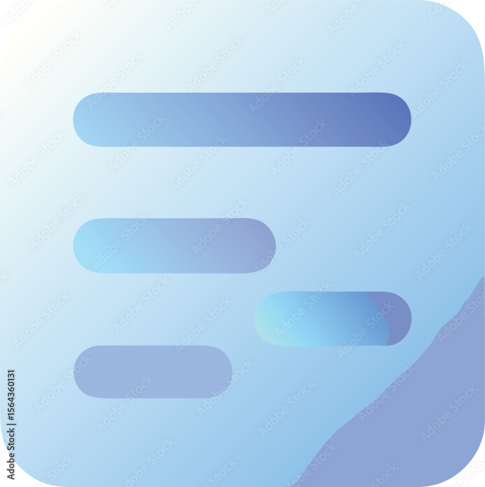 Vector art of a light blue gradient note icon with lines of text, isolated on transparent background