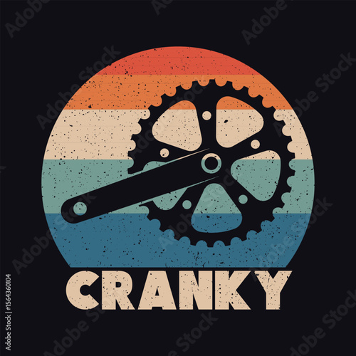 Cranky Bicycle Wheel Retro Design