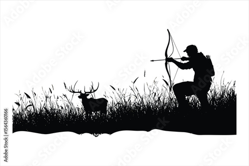 silhouette of a person shooting archery, customizable vector image