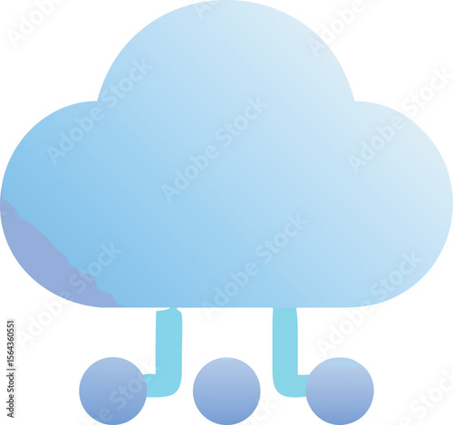 Vector art of a blue gradient cloud icon with connected nodes, isolated on transparent background