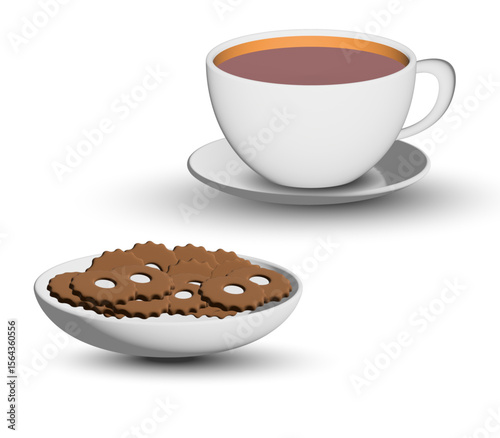 Biscuit and tea vector illustration.