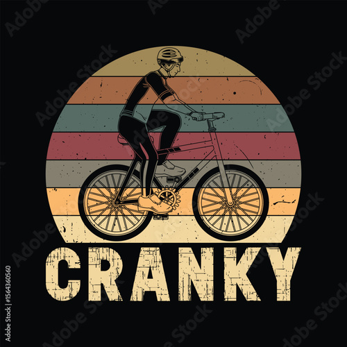 Cranky Cyclist Retro Sunset Poster