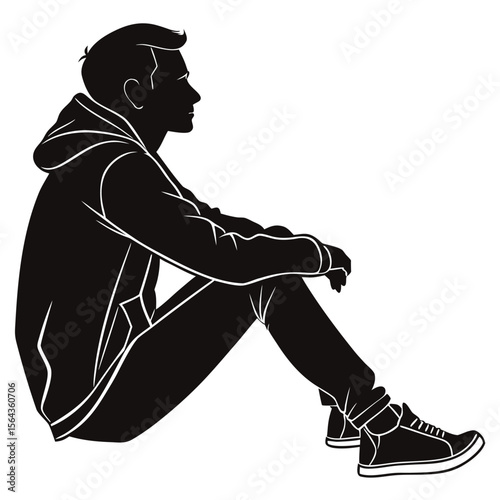 Silhouette of a Young Man Contemplating