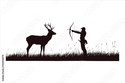 silhouette of a person shooting archery, customizable vector image