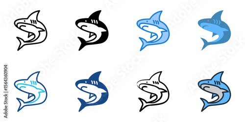 Shark icon set multiple style collection 
