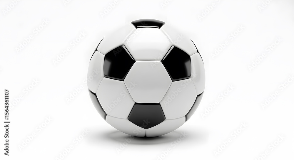 Fototapeta premium Classic Black and White Soccer Ball Isolated on Clean White Background with Subtle Shadow