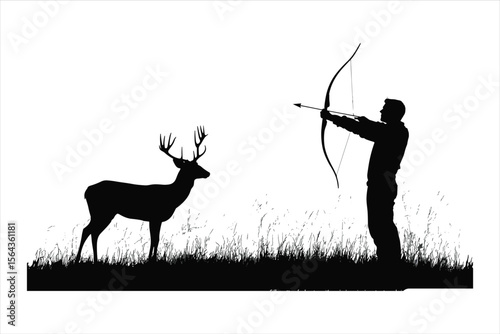 silhouette of a person shooting archery, customizable vector image