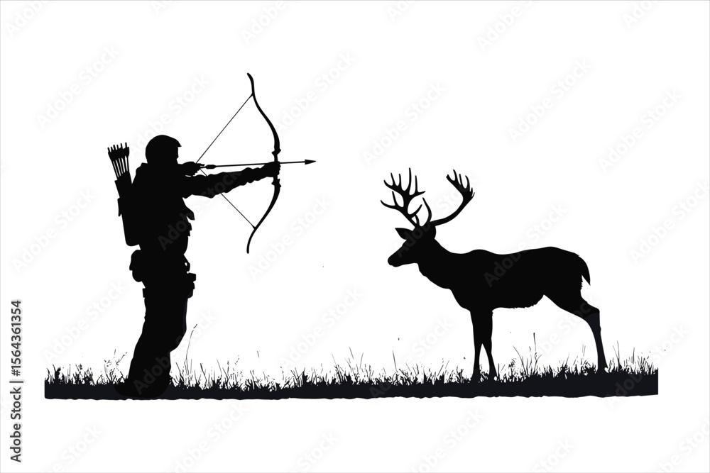 Obraz premium silhouette of a person shooting archery, customizable vector image