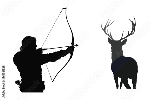 silhouette of a person shooting archery, customizable vector image
