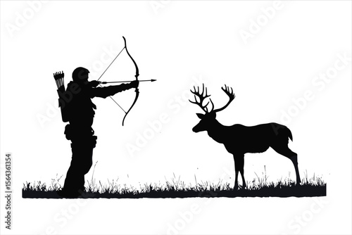 silhouette of a person shooting archery, customizable vector image