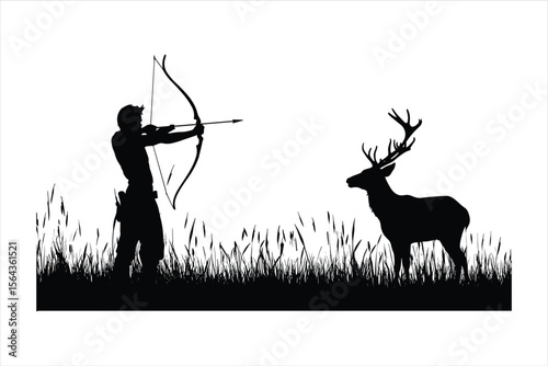 silhouette of a person shooting archery, customizable vector image