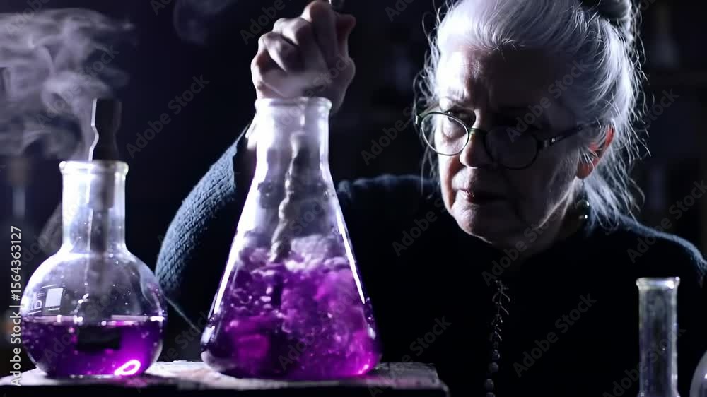 Scientist working in dark laboratory