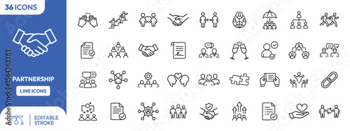 Line Icon of Two Hands in a Firm Handshake Symbolizing Partnership.