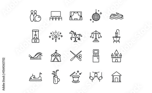 Simple Black and White Bowling Pins and Ball Icon Design.
