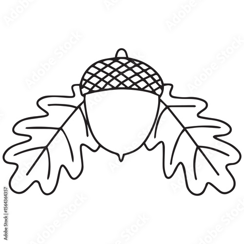 acorn with oak leaf icon vector design template in white background