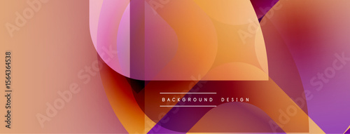 Abstract shapes overlap, creating vibrant orange, purple gradients. Modern design feels dynamic, smooth, visually appealing.