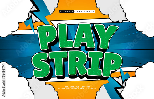 play strip editable text effect with a comic and cartoon text effect