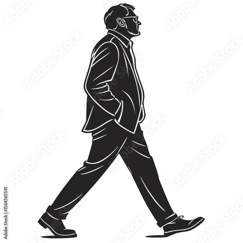 Walking Man Silhouette: Professional Businessman Illustration