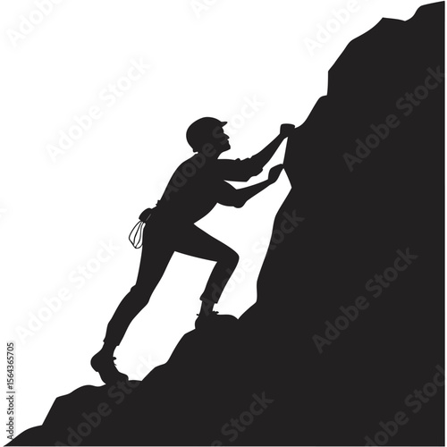 Climber Silhouette: Reaching the Summit, Perseverance, Challenge