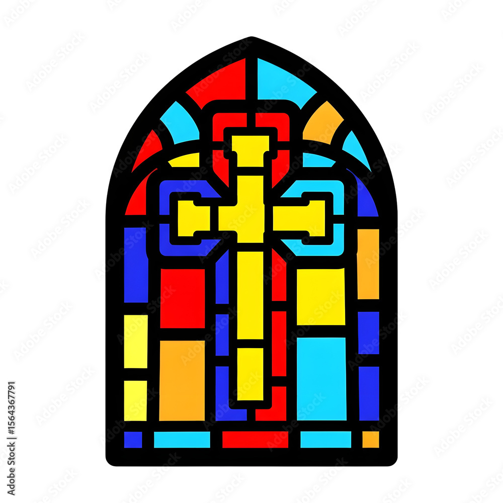 Obraz premium Stained glass cross window design