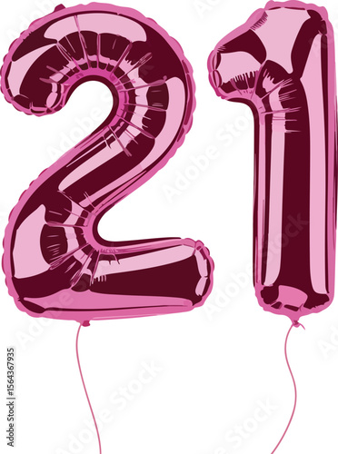 Balloons Number Twenty One 21  transparent isolated vector